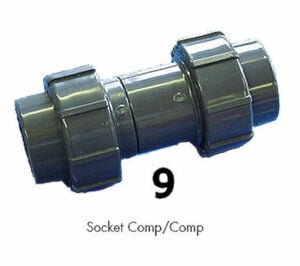 flexi 9 socket composite 500h v16 FlexiPipe Compression Union,swimming pool plumbing,swimming pool pipework,pool flexipipe,flexpipe fitting,pool flexipipe fittings,pool plumbing